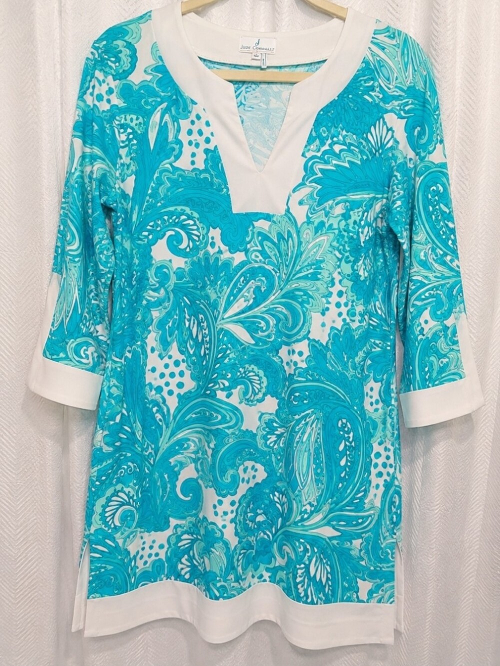 Jude Connally Turquoise White Groovy Dress